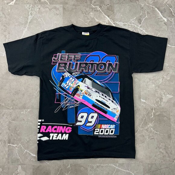 VINTAGE JEFF BURTON RACING GRAPHIC TEE MENS LARGE ALL OVER PRINT NASCAR AOP